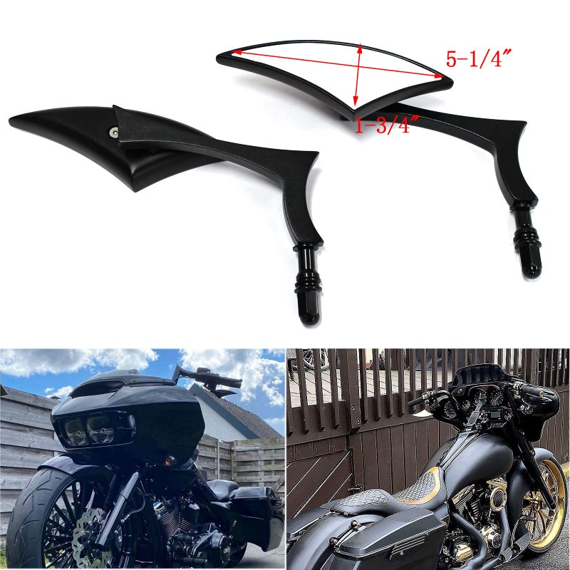MISS MOLY Black Motorcycle Sportster Mirrors for Harley Road King Street Electra Glide Road Glide Dyna Softail Rearview 1982-2018 2019 2020 - Image 5